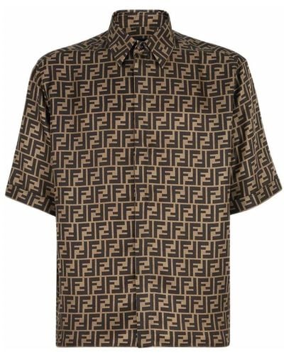 Fendi Short Sleeve Shirts - Brown