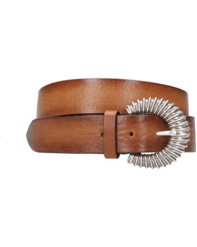 Orciani Cinturón de cuero marrón con detalles plateados
