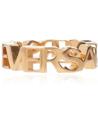 Versace Anillo con logotipo - Metálico
