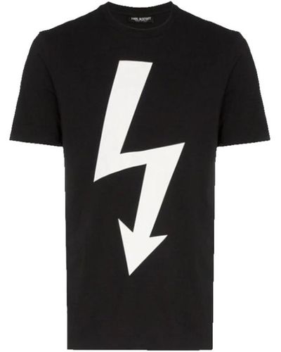 Neil Barrett T-shirt slim fit nera con logo stampato - Nero