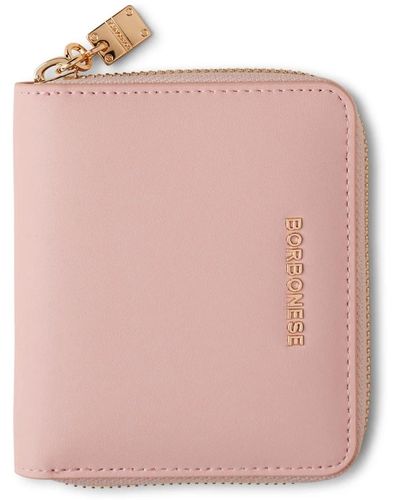 Borbonese Mittlere leder reißverschluss brieftasche - Pink