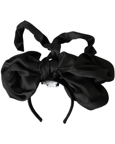Dolce & Gabbana Wunderschönes schwarzes seiden große schleife haar kopf diadem