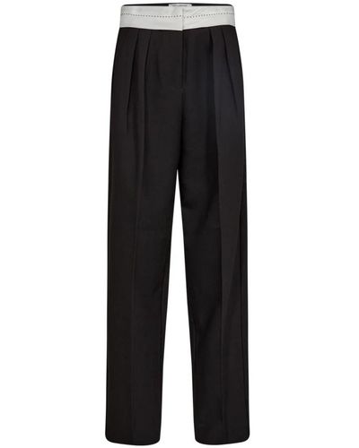 co'couture Pantalones negros elegantes con cintura elástica y bolsillos laterales