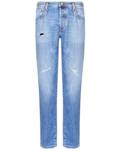 Incotex Jeans in blau baumwolle elasthan mix