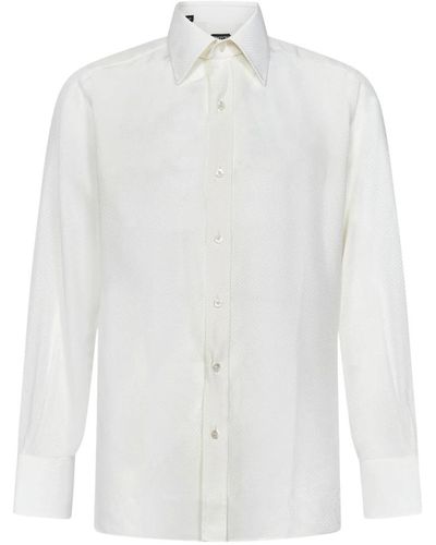 Tom Ford Cremefarbenes seidenformalhemd - Weiß