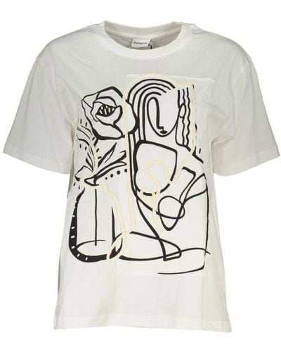 Desigual Camiseta de algodón con logo bordado - Gris