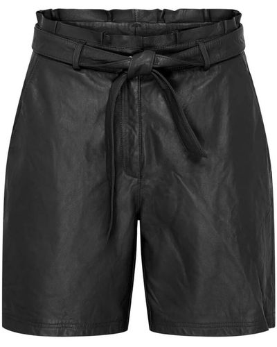 Btfcph Shorts de cuero de cintura alta atemporales - Negro