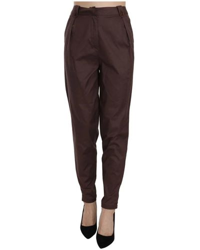 Just Cavalli High waist tapered formal trousers pants - Marrone