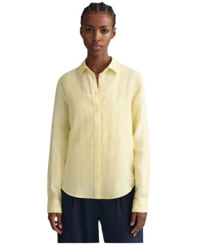 GANT Camisa regular de lino chambray - Neutro