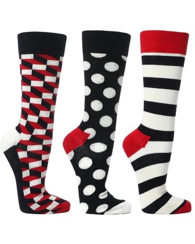 Happy Socks Set 3 paia calze a fantasia - Rosso