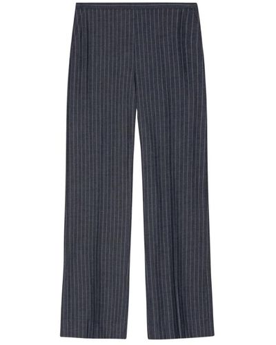 Ganni Pantalones grises a rayas con cintura media - Azul