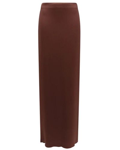 Erika Cavallini Semi Couture Falda de mezcla de seda de talle alto - Marrón