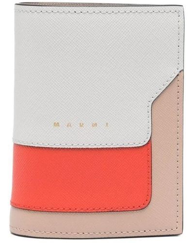 Marni Bi-fold geldbörse mit geprägtem logo und farbblock-design - Grau