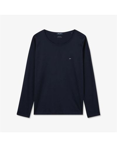 Eden Park Camiseta de manga larga de algodón pima - Azul
