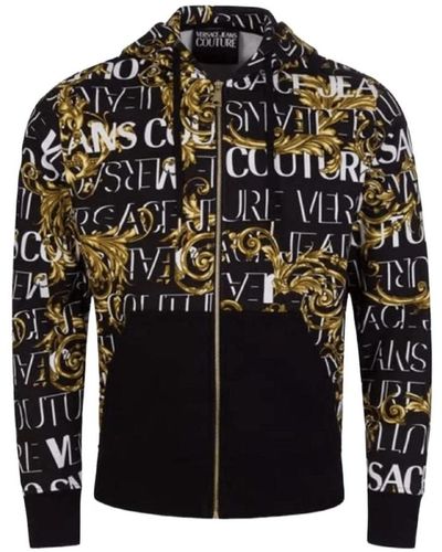 Versace Logo couture reißverschluss hoodie - Schwarz