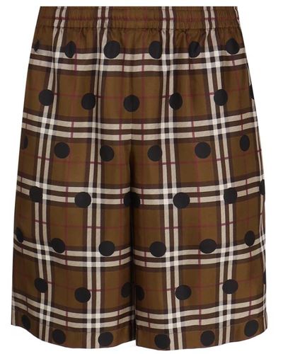 Burberry Seiden-polka-dot-shorts - Braun