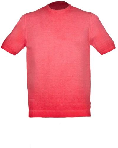 Alpha Studio T-shirt reverse cold rossa a costine - Rosa