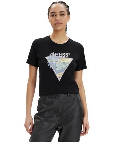 Guess Fantasy triangle logo t-shirt - Schwarz
