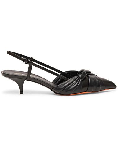 Santoni Leather mid-heel slingback - Nero