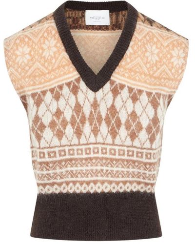 Ballantyne V-Neck Knitwear - Natural