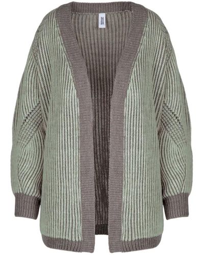 Bomboogie Cardigan bicolore in tricot misto lana - Grigio