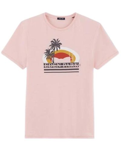Eden Park Gedrucktes Flammen-T-Shirt - Pink
