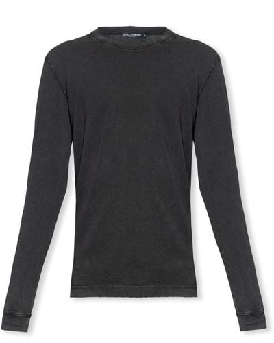 Dolce & Gabbana T-Shirt mit abgenutztem Effekt - Schwarz