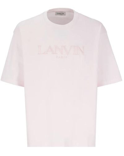 Lanvin Magliette rosa in cotone con ricamo