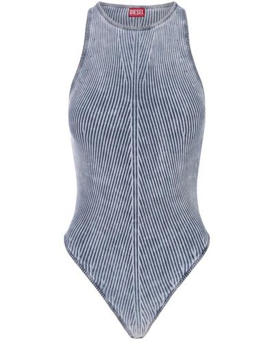 DIESEL Blaues camisole-bodysuit-spinnennetzeffekt