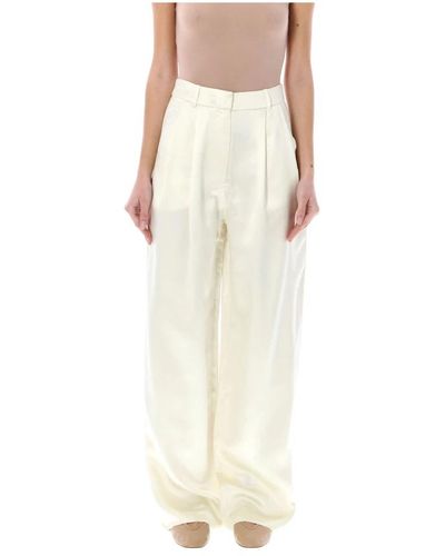 Loulou Studio Wide Trousers - Natural