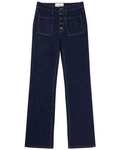 Munthe Jeans a vita alta con tasche oversize - Blu