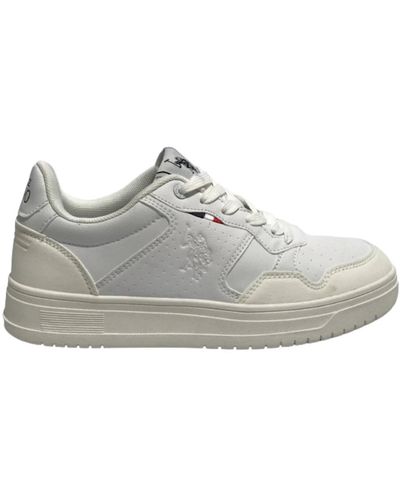 U.S. POLO ASSN. Herren Sneaker Kosmo001 aus weißem Kunstleder - Grau