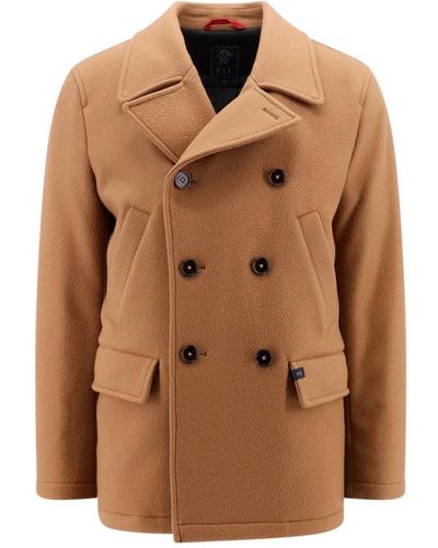 Fay Double-Breasted Coats - Brown