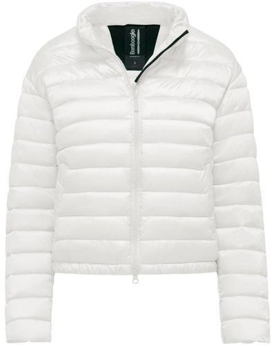 Bomboogie Shiny nylon padded jacket with stand-up collar - Blanco