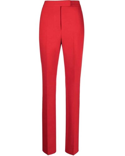 Ferragamo Pantalones rojos de lana virgen con pierna recta