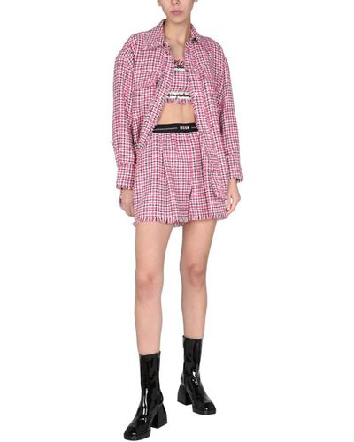 MSGM GIACCA IN TWEED CON MOTIVO CHECKED - Rosa