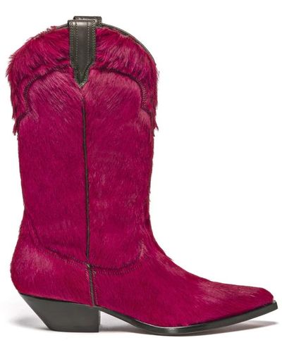 Sonora Boots Rote cowboy stiefel aus ponyfell - Lila