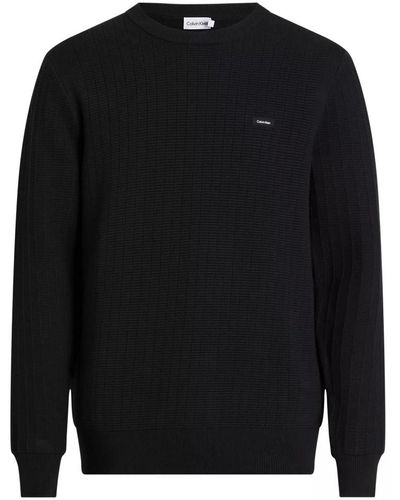 Calvin Klein Strukturierter pullover mit 3d-optik - Schwarz