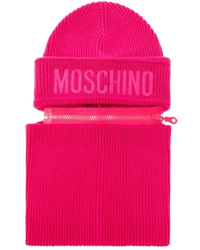 Moschino Beanie mit abnehmbarem schlauchschal - Pink