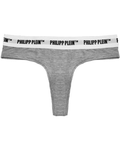 Philipp Plein Elegantes tangas de algodón gris - pack de 2