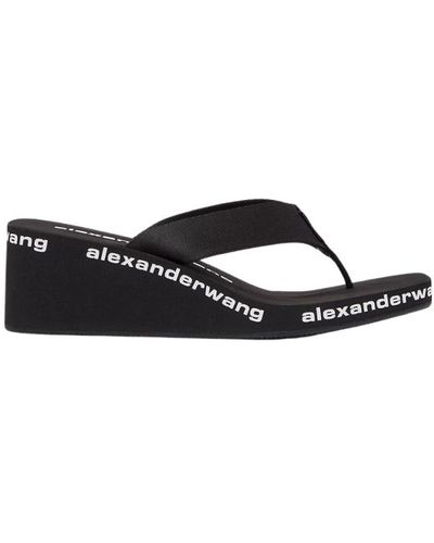 Alexander Wang Logo sandalias de cuña - Negro