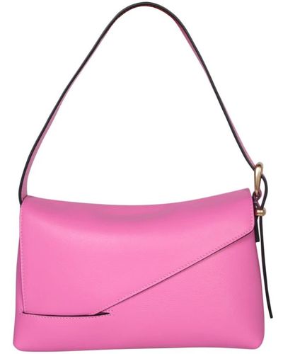 Wandler Lederhandtasche mit klappdeckel und verstellbarem schultergurt - Pink