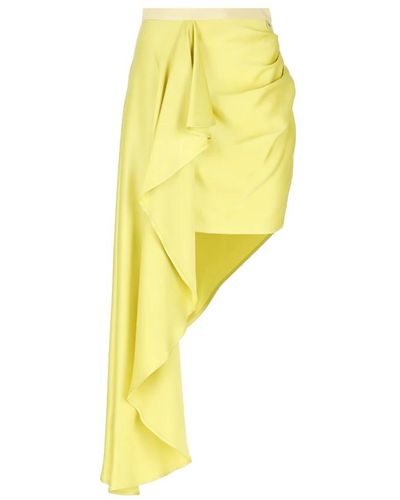 Elisabetta Franchi Gonna mini gialla con drappeggio asimmetrico - Giallo