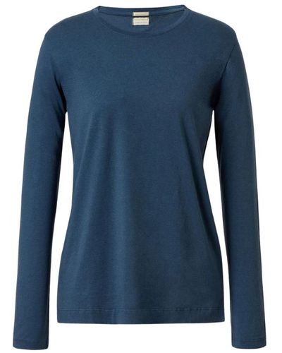 Massimo Alba Langarm t-shirt mit regulärer passform - Blau