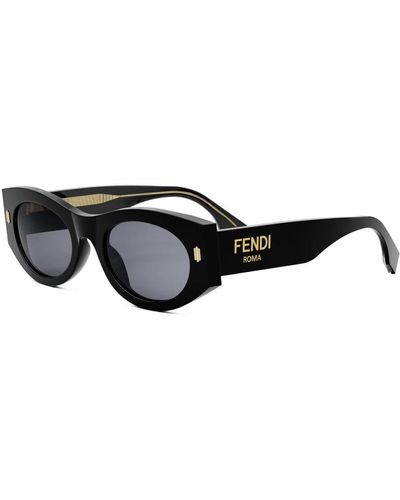 Fendi Luxus oval sonnenbrille,sunglasses - Schwarz