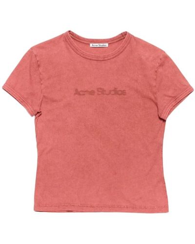 Acne Studios Rotes lachs blur logo t-shirt - Pink