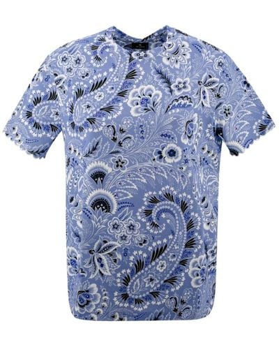 Etro Bandanna print crewneck t-shirt - Blau
