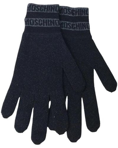 Moschino Handschuhe mit lurex-besatz und kontrastlogo - Blau