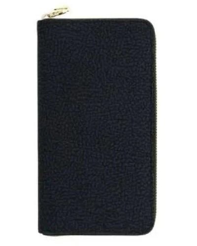 Borbonese Portafogli neri con ampia zip in tessuto - Blu