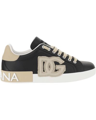 Dolce & Gabbana Sneakers aus kalbsleder mit logo-detail - Schwarz